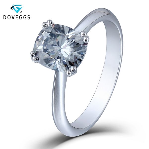 

doveggs moissanite engagement rings for women 2ct 7*8mm cushion cut 8 prongssterling solid 925 silver solitaire ring, Golden;silver