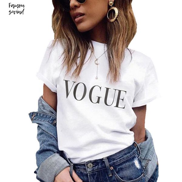 

new summer women t shirt vogue letter print printed t shirts casual harajuku o neck female shirt woman camisetas, White