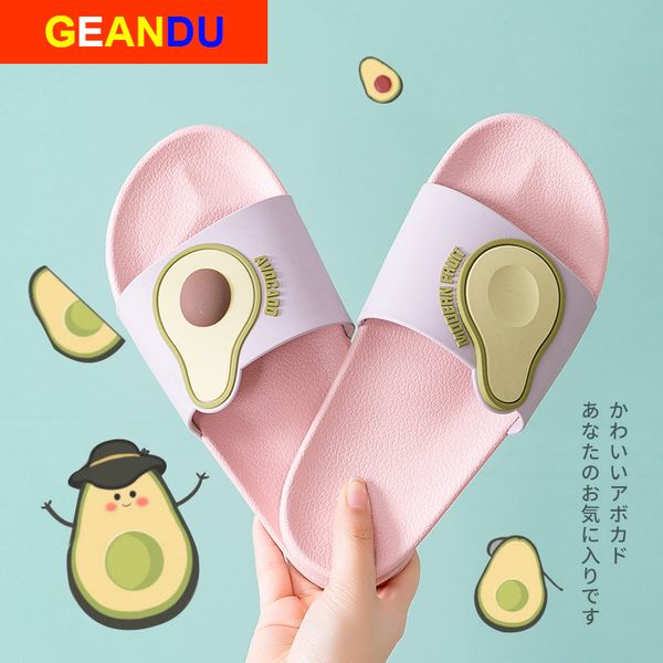 

women summer slippers cute fruits avocado soft sole beach slides flip flops cartoon thick bottom comfort women men couple shoes, Black