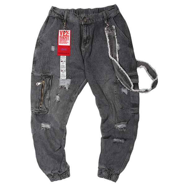

mens cool biker jeans pants ripped hole moto pleated scratched denim jean gray straight trousers, Blue