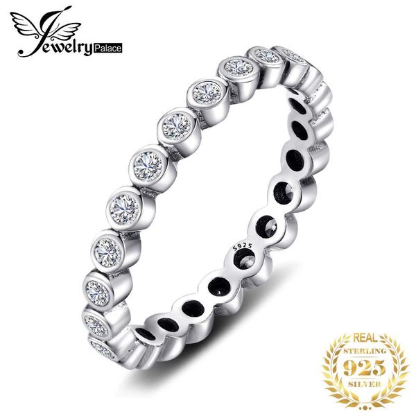 

jpalace cubic zirconia ring 925 sterling silver rings for women stackable ring eternity band silver 925 jewelry fine jewelry, Golden;silver