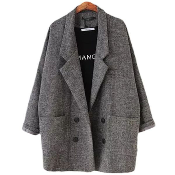 

2018 blazers women's slim fit blazer suit jacket khaki gray plaid women plus size casual vintage suit blazer female l104, White;black