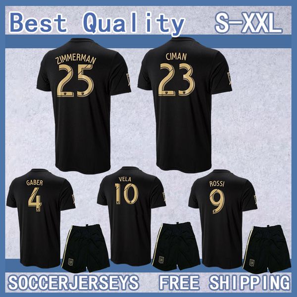 

kids kits 2018 2019 lafc soccer jersey 18 19 los angeles fc youth carlos vela gaber rossi football jerseys set child shirt, Black