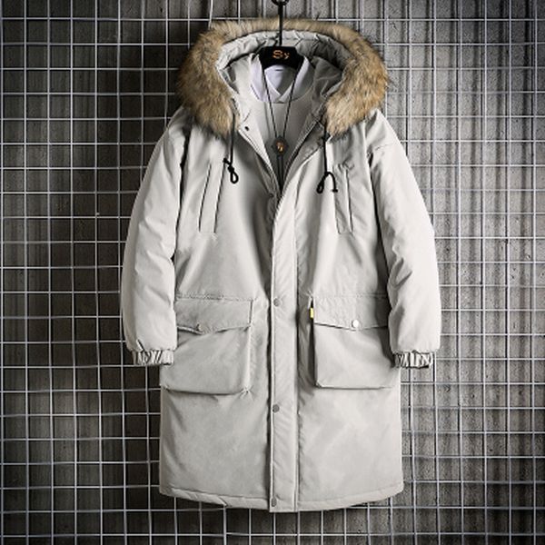 

sagace men jacket winter new casual hooded outwears coat warm fur parka overcoat male solid color thick zipper jackets 2019, Black