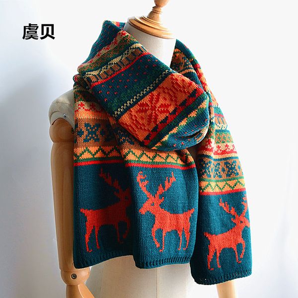 

blackish green deer soft winter scarf knitted scarf christmas present for boys and girls warm scarves gifts for man women, Blue;gray