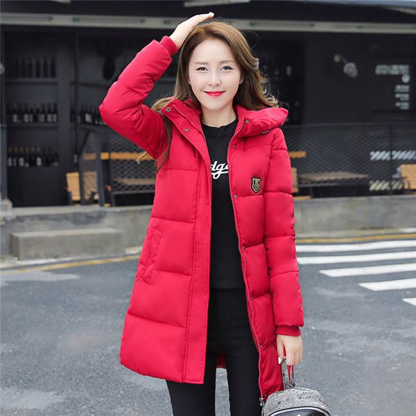 

2019 winter new style women's dress down cotton coat mid-length hooded cotton-padded clothes cotton-padded jacket women's coat, Blue;black