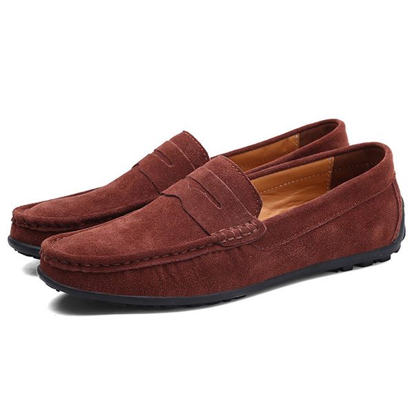 

lakeshi loafers men shoes summer casual boat shoes men suede leather moccasins men's driving slip on leisure flats 38-47, Black
