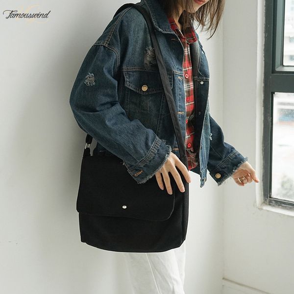 

women canvas bag simple cotton cloth fabric casual tote students school books messenger bags foldable soft zipper shoulder bag
