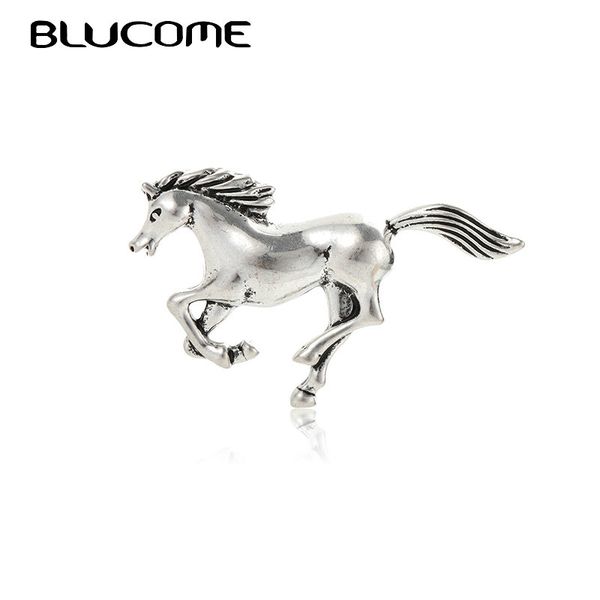 

blucome trendy vintage horse brooch pins jewelry women's children clothing backpack scarf suit animal constellation badge gifts, Gray