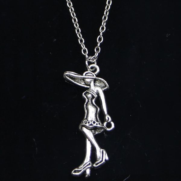 

20pcs new fashion necklace 39x15mm lady girl silver pendants short long women men colar gift jewelry choker