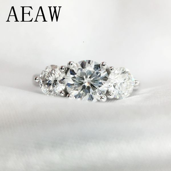 

aeaw 2ctw 6.5mm round cut engagement&wedding moissanite diamond ring double halo ring platinum plated silver, Slivery;golden