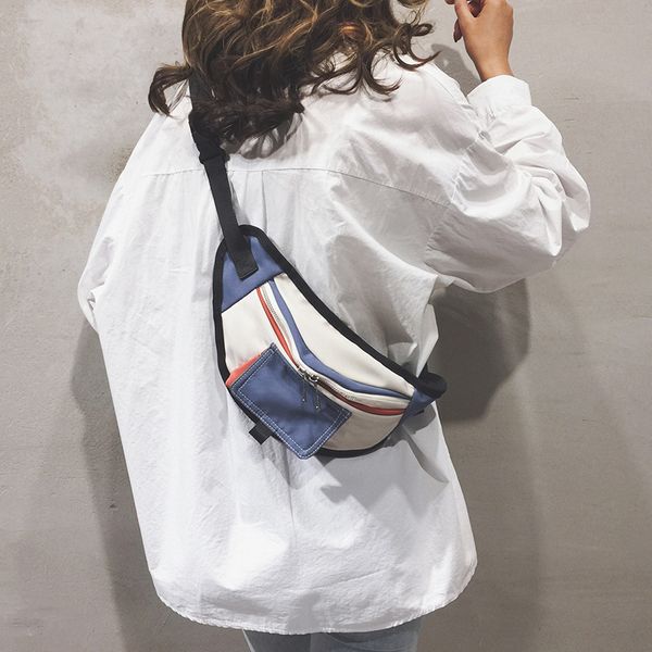 

new korean style nylon material waterproof design chest bag waist bag crossbody female