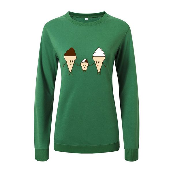 

loose fleece women o-neck print cartoon loose long sleeve pullover sweatshirt blouse female autumn winter casual hoodies, Black