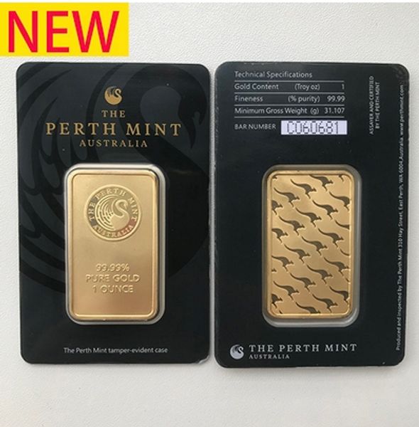 

new australia perth mint 999 fine 24k gold plated bar coins quality metal crafts collections, souvenirs, gifts, ing