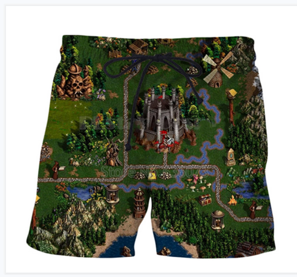 

2019 лето новая мода футболка классическая игра герои might magic 3d печати мужчины / женщины повседневные брюки летние пляжные шорты брюки, White;black