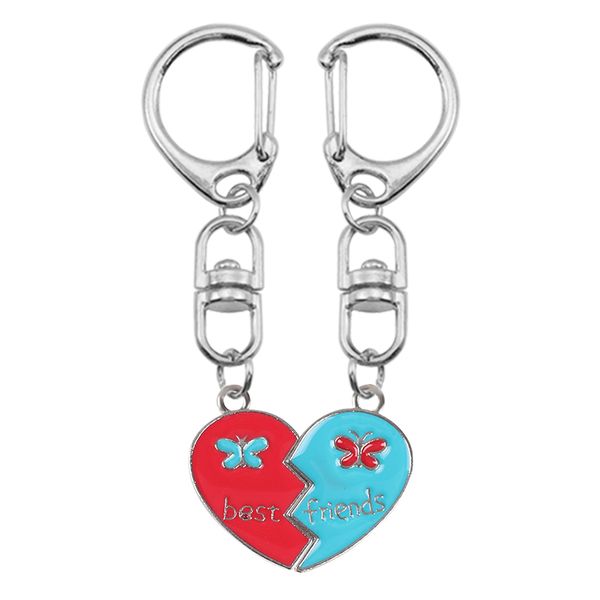 

2-piece couple keychain stitching heart-shaped carving friend pendant fashion men and women jewelry valentine's day gift, Silver