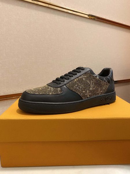 

2020 new style fashion designer flash diamond black men's leather shoes men's casual shoes black gold blue fashion comfortable fla