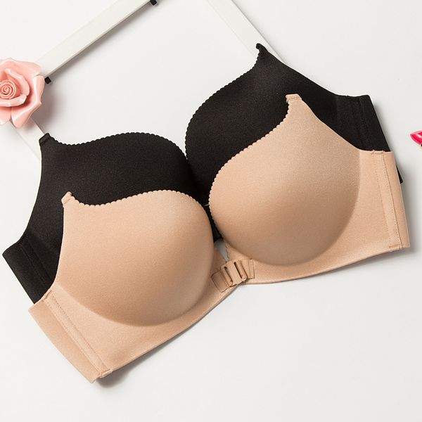 

new style backless non-steel ring bra thin anterior cingulate halter cross-back bra push up adjustable underwear women's, Red;black