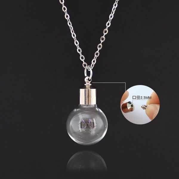 

pendant necklaces 2pcs glass bulb with screwed cap vial perfume bottle necklace wishing jewelry gift, Silver
