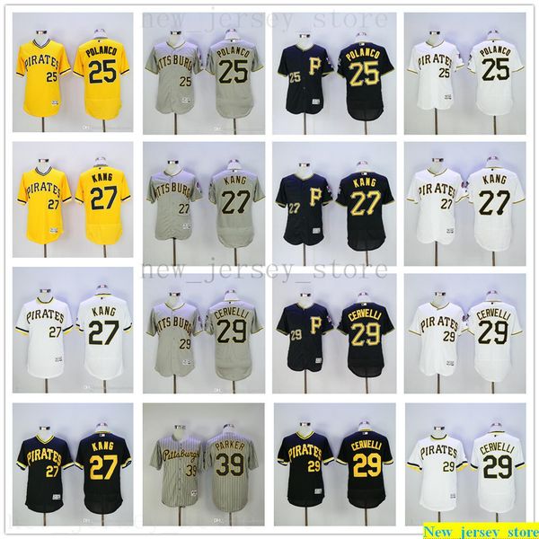

2019 mens women youth kids 25 gregory polanco jersey stitched 27 jung ho kang 29 francisco cervelli baseball jersey gray white black, Blue;black