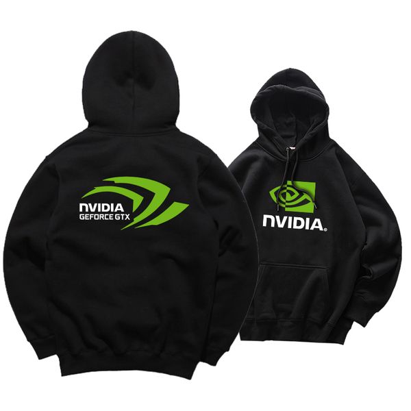 

graphics nvidia logo print sweatshirts hoodies gamer clothing lol csgo fleece hooded, Black