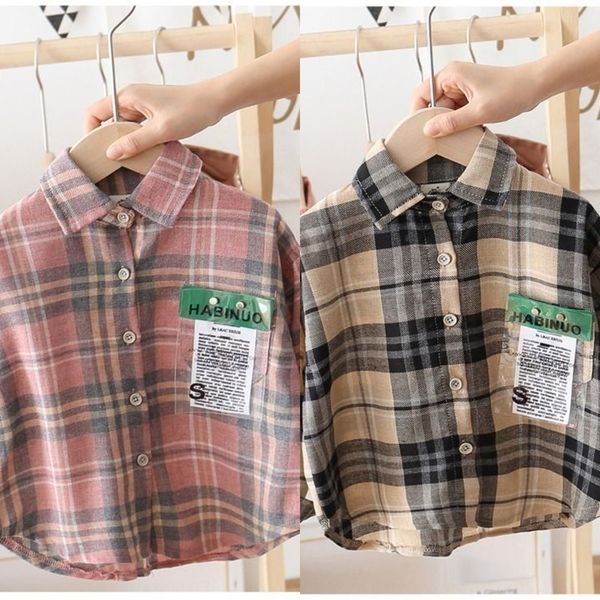 

clothing boys' autumn long sleeve 2020 fashionable children's western style children's clothing shirt baby plaid shirt top, White;black
