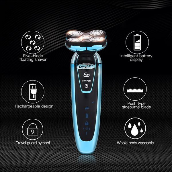 

ckeyin 5d floating rechargeable shaver grooming kits washable razor electric shaver beard trimmer for men's shaving machine 45