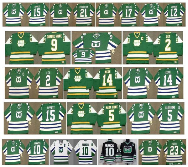 

vintage hartford whalers jerseys 9 gordie howe 2 rick ley 14 dave keon 5 mark howe 21 blaine stoughton 17 mike rogers johnson retro hockey, Black;red