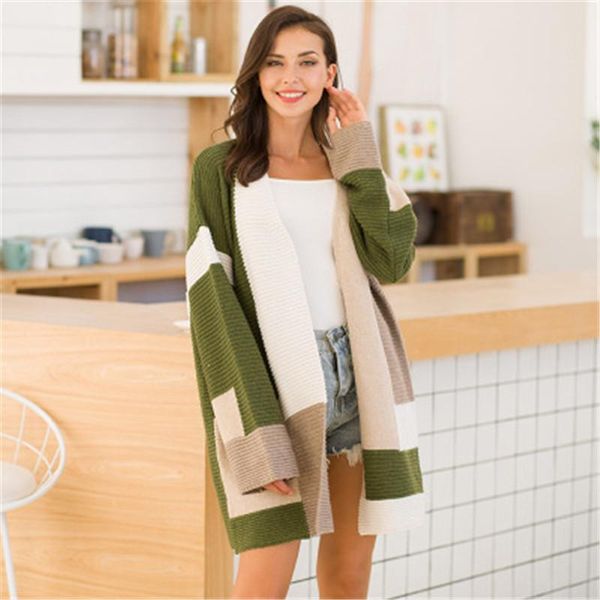 

colorblock sweater cardigan women long sleeve colorful loose casual luxury sweaters autumn winter fashion korea style female clothing, White;black