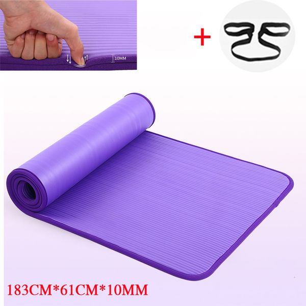 

183cmx61cm extra thick 10mm nrb non-slip yoga mats for fitness tasteless pilates gym mat with bandages multicolor