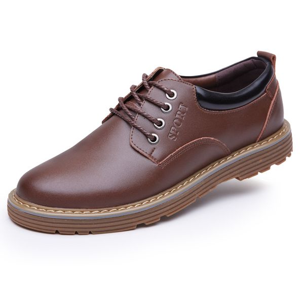 

2017 new fashion leather casual shoes men lace-up business office shoes male wedding and party travel waterproof black