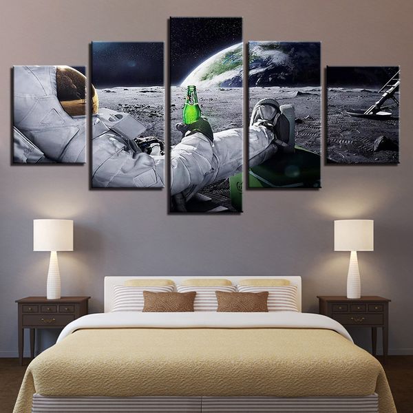 

hd canvas art painting for living room wall decor 5 pieces spaceman moon picture