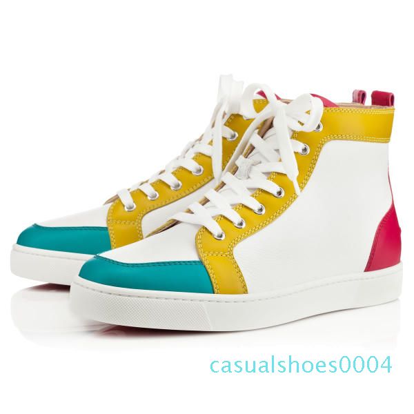 

with box,many colors]luxurious brand red bottom men,women shoes genuine leather high sneakers shoes,outdoor flat with walking party c04, Black