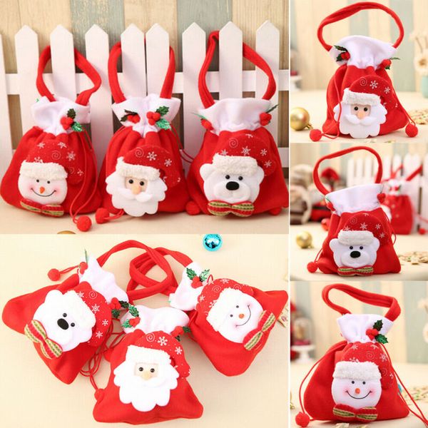 

High Quality Christmas 12 Different Styles Kids Gifts Candy Bag Santa Claus Snowman Bear Storage Xmas Decor
