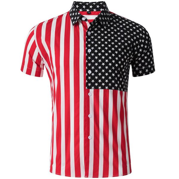 

2019 мужская одежда новая весна и лето рубашка мужчины досуг с коротким рукавом мужчины бизнес печатная рубашка в полоску, White;black