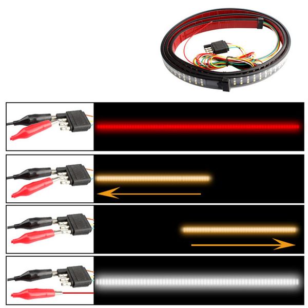 

1pcs pickup truck 150cm tail lights 12v waterproof white red yellow color rear lamps car lights 60in 432 leds campers truck
