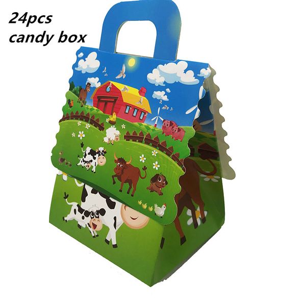 

24pcs/lot candy box cake box for kids farm animals pig cow sheep theme party baby shower party decoration favor supplies