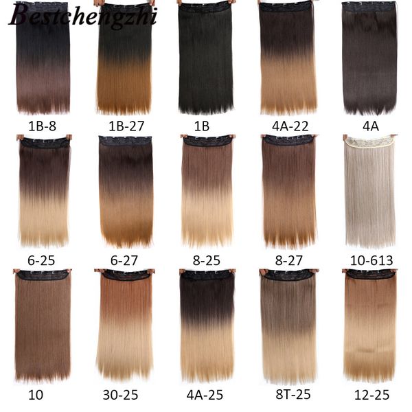 

22 inch clip in synthetic hair extensions 130g/pcs long straight women 5pcs/set synthetic hairpiece hairstyle heat resistant, Black