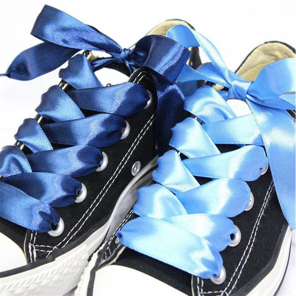 

new 1pair 1cm width satin silk ribbon shoelaces 80/90/100cm length sneaker sport shoes lace children's laces, White;pink