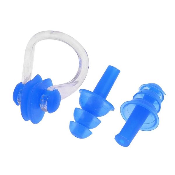 

adults pairs blue swimming silicone ear plugs with nose clip earplugs