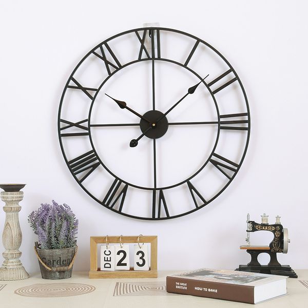 

nordic metal wall clocks retro iron large outdoor garden clock home decoration office mounted mute watch hanging watches