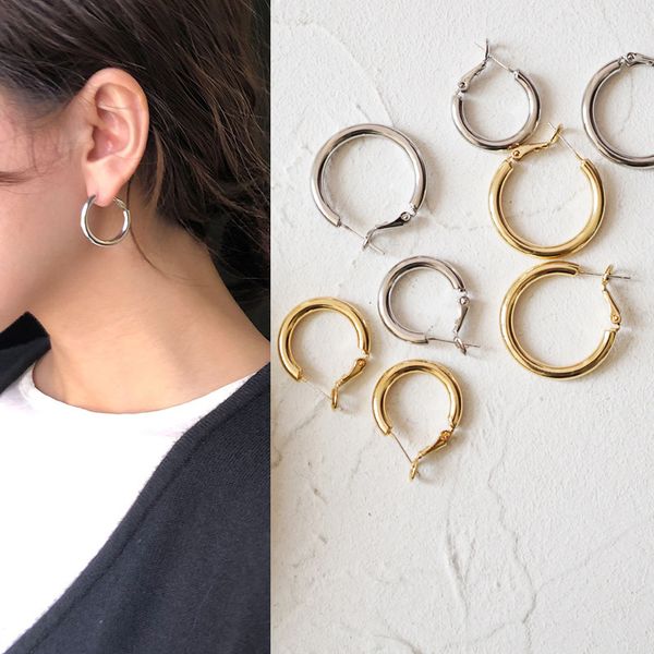 

hoop & huggie flashbuy simple alloy earrings for women 2021 gold circle round eearrings fashion jewelry wholesale ins, Golden;silver