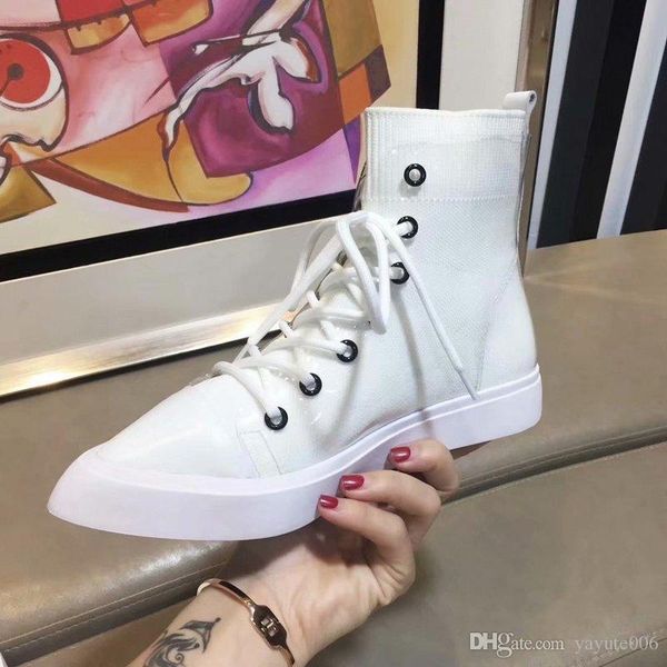 

18ss luxury design fashion sliver gold ankle sock boots chunky high heels women autumn martin booties pointed toe women, Black