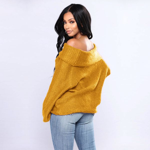 

off-the-shoulder sweater collar long sleeve loose knit sweater pullover sweater female, White;black