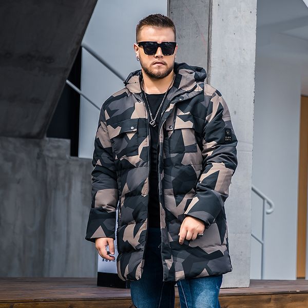 

men jacket autumn and winter new men jacket camouflage hooded cotton clothing fashion brand coat large size coat, Black