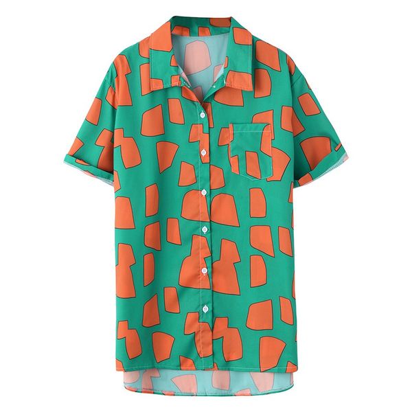 

klv shirts mens ethnic printed stand collar stripe short sleeve loose turn-down shirt argyle shirt beach hawaiian, White;black