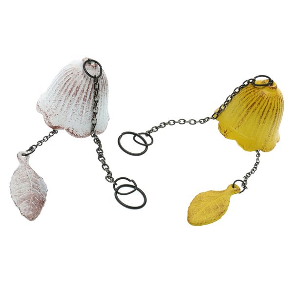 

cast iron bell wind chimes japanese temple hanging home decor yellow&white