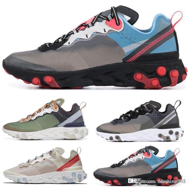 

air react element running shoes for men women designer sneakers triple black white trainers undercover mens sports shoes size 36-45