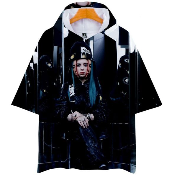 

billie eilish t shirt women/men fashion loose hooded t shirt casual fashion streetwear tshirt cotton summer autumn tee, White;black