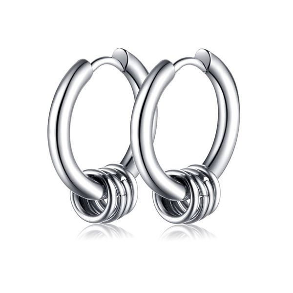 

five circles punk stainless steel circle earrings colors hoop earrings for women, Golden;silver